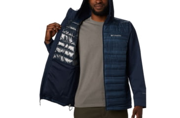 Image of Columbia Powder Lite Hybrid Jacket - Mens, Collegiate Navy Heather Stripe Print, Small, 1864631464-S