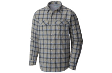 Image of Silver Ridge Plaid Long Sleeve Shirt - Mens-Stone Heather Plaid-X-Large