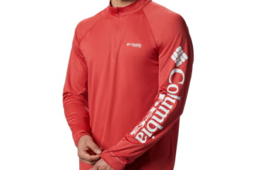 Image of Columbia Terminal Tackle 1/4 Zip Jacket - Mens, Sunset Red, White, Small, 175682-683-S