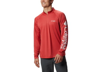 Image of Columbia Terminal Tackle 1/4 Zip Jacket - Mens, Sunset Red, White, Small, 175682-683-S