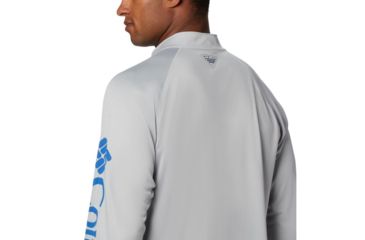 Image of Columbia Terminal Tackle 1/4 Zip Pullover - Mens, Cool Grey, Vivid Blue Logo, Extra Large, 1756821020-XL