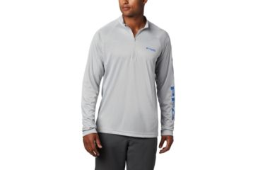 Image of Columbia Terminal Tackle 1/4 Zip Jacket - Men's, Cool Grey, Vivid Blue Logo, 2XL, 175682-020-XXL