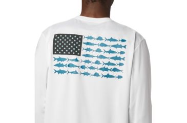 Image of Columbia Terminal Tackle PFG Fish Flag LS - Mens, White, Dark Turquoise, Extra Large, 1872661100-XL