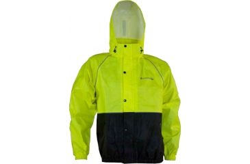 Image of Compass 360 RainTek RoadTek Reflective Riding Jacket, HV Lime/Black w/Silver Piping, Small RT23132-5510-SM