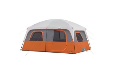 Image of Core Equipment 10 Person Straight Wall Cabin Tent, Orange/Gray, 14 x 10 ft, 40034