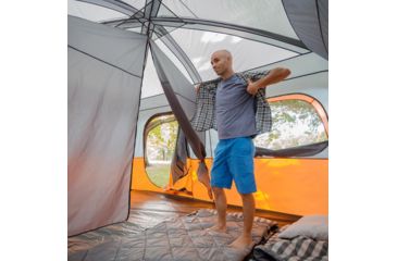 Image of Core Equipment 10 Person Straight Wall Cabin Tent, Orange/Gray, 14 x 10 ft, 40034