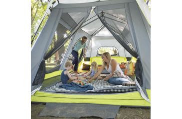 Image of Core Equipment 12 Person instant Cabin Tent with Double Awning, Green/Gray, 18 x 10 ft, 40061