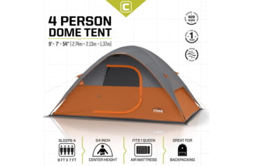 Image of Core Equipment 4-Person Dome Tent, Orange, 40002