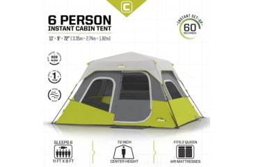 Image of Core Equipment 6 Person Instant Cabin Tent, Green/Grey, 40161