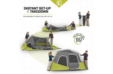 Image of Core Equipment 6 Person Instant Cabin Tent, Green/Grey, 40161
