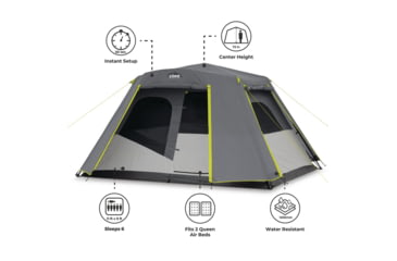 Image of Core Equipment 6 Person Instant Cabin Tent w/ Full Fly, Grey, 40216