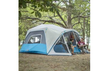 Image of Core Equipment Lighted 10 Person Instant Cabin Tent w/Screen Room, Green/Gray, 14 x 14.5 ft, 40063