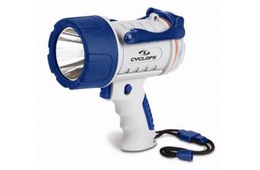 Image of Cyclops 300 Lumen Water Proof Rechargeable Marine Spotlight White Body/Blue accent, Clam Pack CYC-300WP-MAR