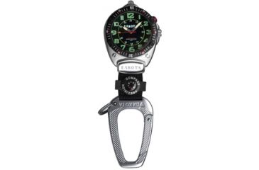 Image of Dakota Watches Big Face Clip, Black EL Military Dial, Silver Case, Compass 8852-2