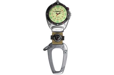 Image of Dakota Watches Big Face Clip, Cream EL Military Dial, Silver Case, Compass 8853-1