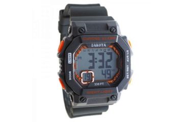 Image of Dakota Watches Dakota Midsize Square Digital Moonglow, Grey/Orange, Grey/Orange, Plastic, silicone, 5 Year Limited Warranty, DAK-01619