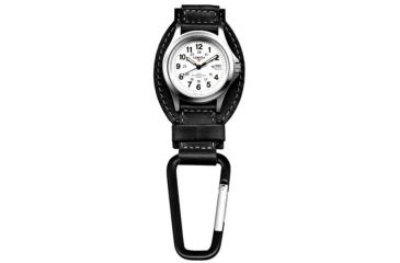 Image of Dakota Watches Leather Hanger, White Dial, Black Leather, Black Carabineer 3552-6