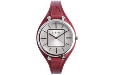 Image of Dakota Watches Midsize Colorful Leather, Silver Dial, Red Leather Band 3030-0