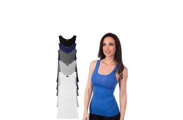 Image of Womens Basic U Tank - 6pk - Black, Blue, Charcoal, Grey, Navy, White, Multicolor, Large