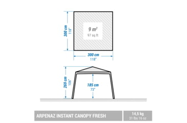 Image of Decathlon Quechua Arpenaz Camping Beach Canopy Shelter, Blue, NS, 4144098