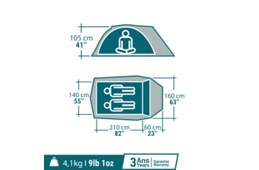 Image of Decathlon Quechua Arpenaz Fresh &amp; Black Waterproof Camping Tent, 2XL, Blue, 2 Person, 2611271
