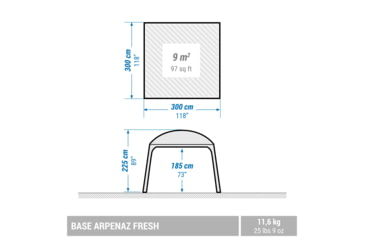 Image of Decathlon Quechua Fresh Base Living Area Camping Shelter for 10 Person, Grey, NS, 2611396