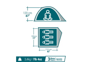 Image of Decathlon Quechua MH100 Waterproof Camping Tent, Grey, 3 Person, 4006574