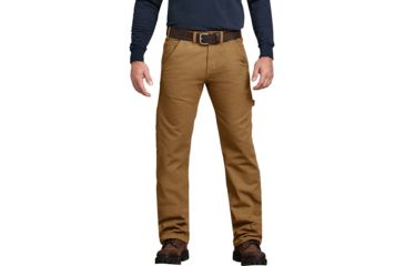 Image of Dickies Relaxed Straight Fit Flannel-lined Carpenter Duck Jeans, Rinsed Brown Duck - DU217RBD3032