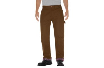 Image of Dickies Relaxed Straight Fit Flannel-lined Carpenter Duck Jeans, Rinsed Timber - DU217RTB3434