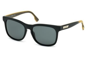 Image of Diesel DL0151 Sunglasses - Matte Black Frame Color, Green Lens Color