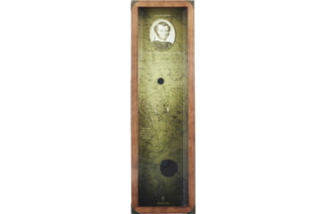 Image of Displays Display Case, Dimensions 30in X 9in X 5in, Wood Display With Glass Front, Brass Hardware, Hinged With Magnetic Closure, Browning Jim Bowie Artwork, M4367