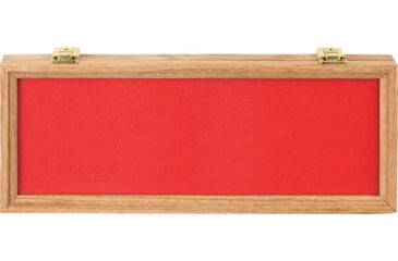 Image of Displays Oak And Glass Display Case, Measures 18in X 7in X 2 3/8in, Foam Lined With Red Foam Cover, Locking Hinges, Comes With Two Keys, M913
