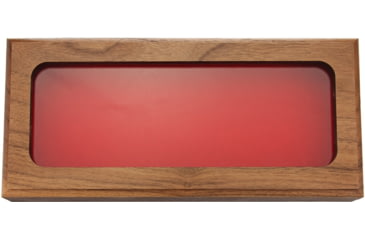 Image of Displays Walnut Glass Top Display With Red Velveteen Cover, Measures 11in X 4 3/4in X 1 1/2in, Foam Lined With Red Velveteen Cover, DC8 10X4X1 REG TOP
