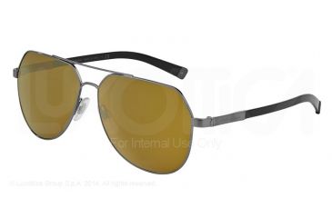 Image of Dolce&amp;Gabbana BASALTO DG2133 Sunglasses 04/73-60 - Gunmetal Sand Frame, Brown Lenses