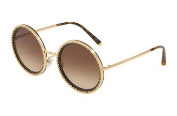 Image of Dolce&amp;Gabbana DG2211 Sunglasses 02/13-53 - Men's, Gold Havana Frame, Brown Gradient Lenses