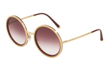 Image of Dolce&amp;Gabbana DG2211 Sunglasses 02/8H-53 - Men's, Gold/bordeaux Frame, Violet Gradient Lenses