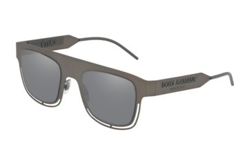 Image of Dolce&amp;Gabbana DG2232 Sunglasses 12866G-49 - , Light Grey Mirror Black Lenses