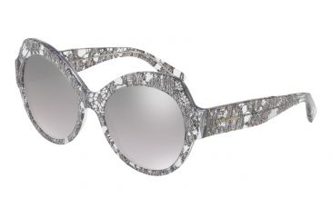 Image of Dolce&amp;Gabbana DG4320F Sunglasses 31616V-56 - Gunmetal Lace Frame, Grey Mirror Silver Gradient Lenses