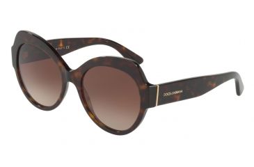 Image of Dolce&amp;Gabbana DG4320F Sunglasses 502/13-56 - Havana Frame, Brown Gradient Lenses