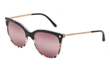 Image of Dolce&amp;Gabbana DG4333 Sunglasses 3173W9-55 - Top Black On Print Rose/stripe Frame, Pink Bigradient Purple Lenses