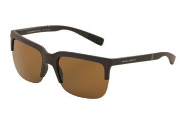 Image of Dolce&amp;Gabbana DG6097 Sunglasses 301683-58 - Brown Rubber Frame, Polar Brown Lenses