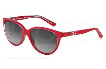 Image of Dolce&amp;Gabbana ICONIC LOGO DG4171P Sunglasses 27758G-56 - Top Crystal On Pearl Red Frame, Grey Gradient Lenses