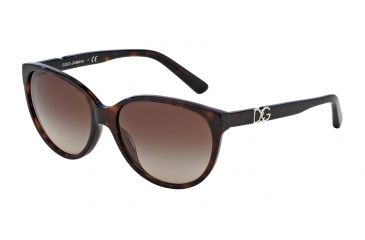 Image of Dolce&amp;Gabbana ICONIC LOGO DG4171P Sunglasses 502/13-56 - Havana Frame, Brown Gradient Lenses