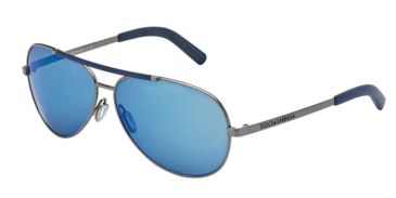 Image of Dolce&amp;Gabbana LIFESTYLE DG2141 Sunglasses 04/55-61 - Gunmetal Frame, Mirror Blue Lenses