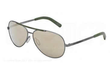 Image of Dolce&amp;Gabbana LIFESTYLE DG2141 Sunglasses 11086G-61 - Brushed Matte Gunmetal Frame, Light Brown Mirror Gold Lenses