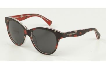Image of Dolce&amp;Gabbana MATT SILK DG4176 Sunglasses 29868G-49 - Rose/flowers On Black Frame, Grey Gradient Lenses