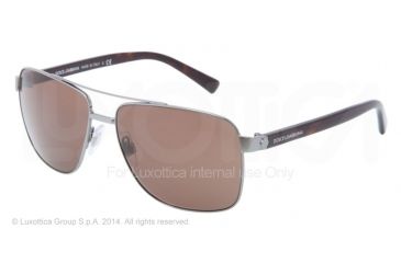 Image of Dolce&amp;Gabbana SMALL SICILIAN HINGE DG2131 Sunglasses 090/73-57 - Gunmetal Frame, Brown Lenses