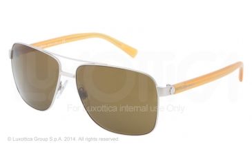 Image of Dolce&amp;Gabbana SMALL SICILIAN HINGE DG2131 Sunglasses 124273-57 - Matte Silver Frame, Brown Lenses
