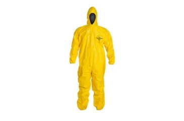 Image of DuPont Tychem QC Yellow MD Coveralls with Standard Fit Hood and Elastic Wrists w/ Ankles, Case of 4