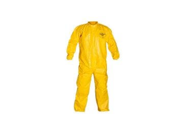 Image of DuPont Tychem QC Yellow LG Coveralls with Laydown Collar and Elastic Wrists w/ Ankles, Case of 4